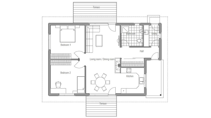 1 Denah Rumah Minimalis 2 Kamar 1 Lantai