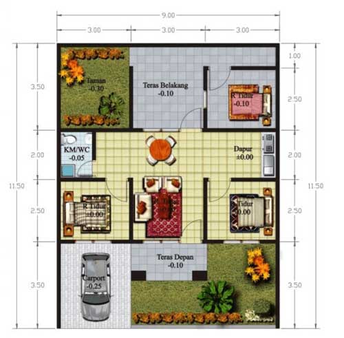 2. Sketsa Rumah Modern 1 Lantai 2