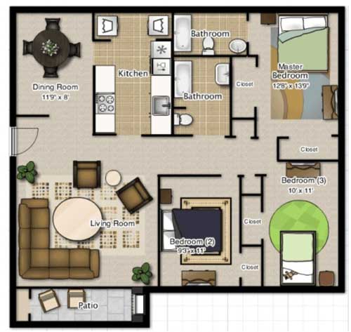 2. Sketsa Rumah Modern 1 Lantai 4