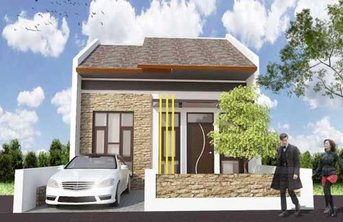 3. Desain Rumah Minimalis 2 Kamar 1 Lantai dengan Taman dan Garasi 1