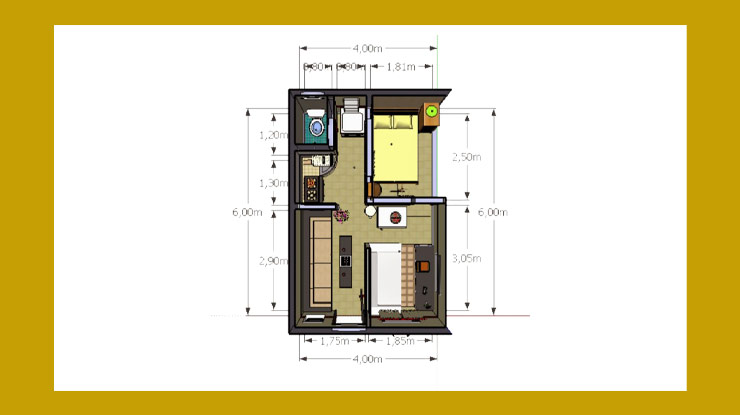 Denah Rumah Ukuran 4x6