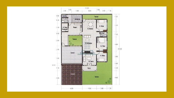 Denah Rumah Ukuran 7x9