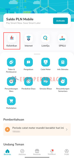 Masuk Menu Kelistrikan