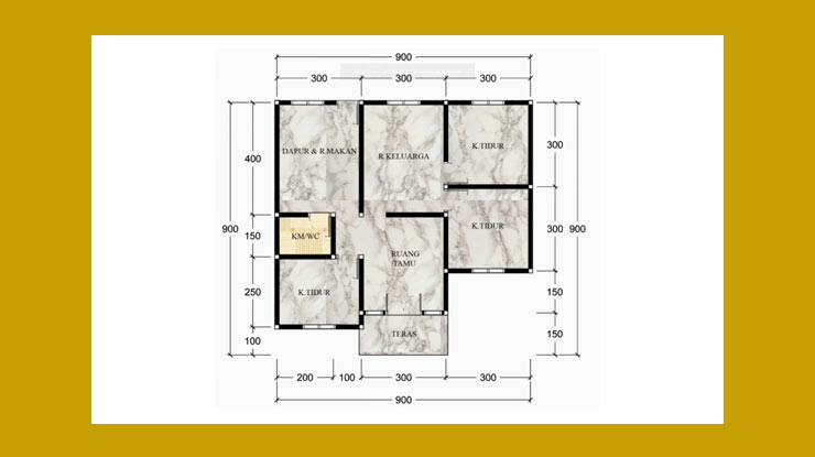 Denah Rumah Ukuran 9x9 1