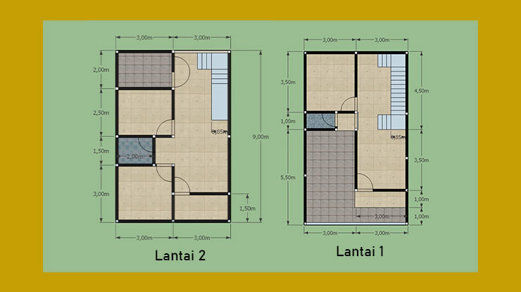 Denah Rumah 2 Lantai Ukuran 6x10 1