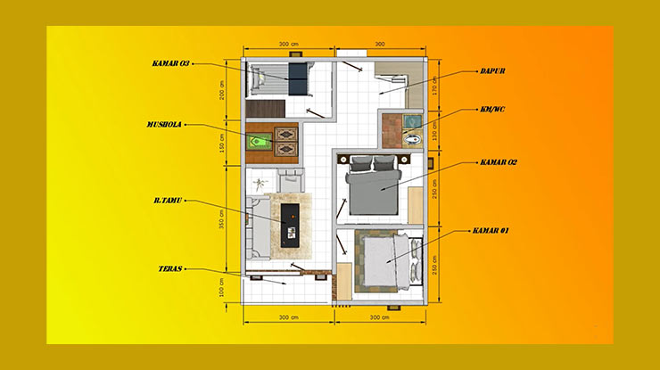 Denah Rumah Ukuran 6x8 1