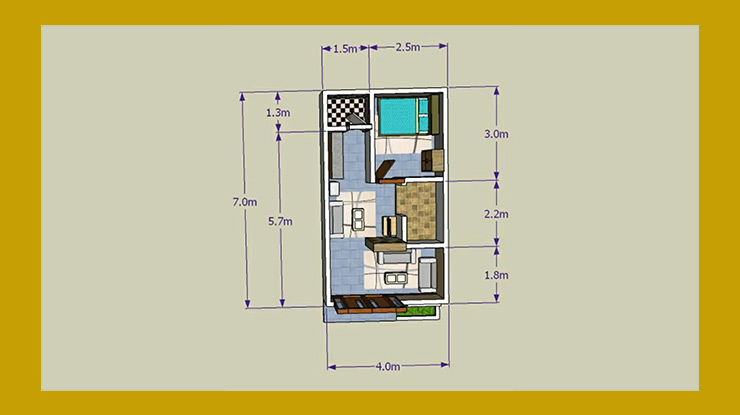 Denah Rumah Ukuran 4x7 1