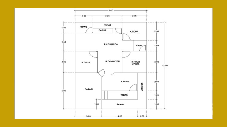 Denah Rumah Ukuran 8x12 1