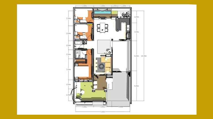 Denah Rumah Ukuran 9x15