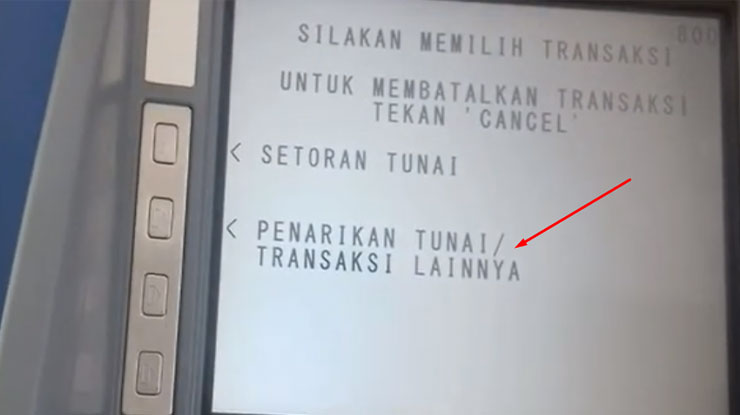 Pilih Penarikan Tunai Transaksi Lainnya